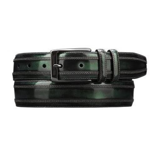 Mezlan Green Genuine Antiqued Fashion Calfskin Belt - AO9393